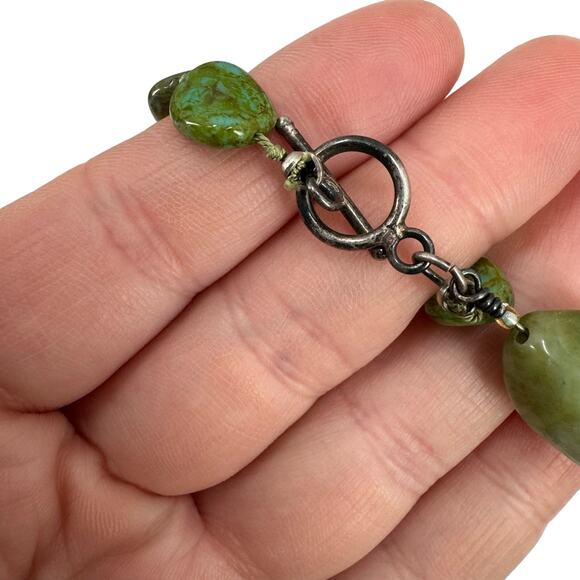 Handmade Beaded green turquoise necklace - Picture 6 of 8